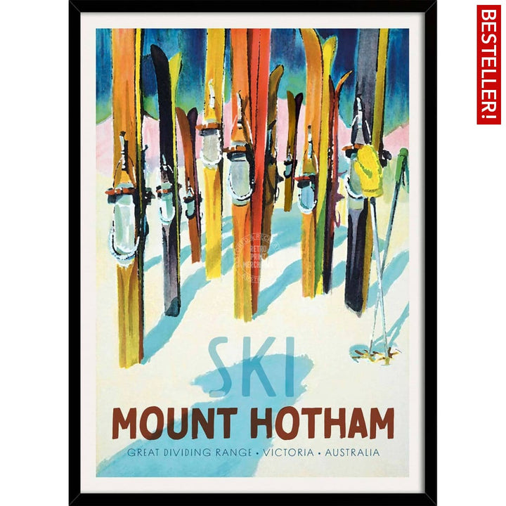 Ski Mount Hotham | Australia 422Mm X 295Mm 16.6 11.6 A3 / Black Print Art