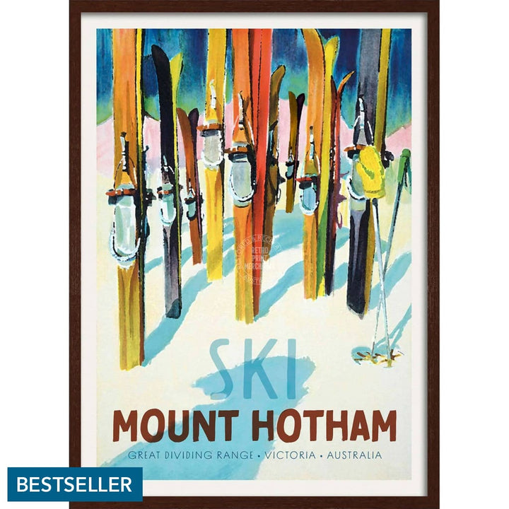 Ski Mount Hotham | Australia 422Mm X 295Mm 16.6 11.6 A3 / Dark Oak Print Art