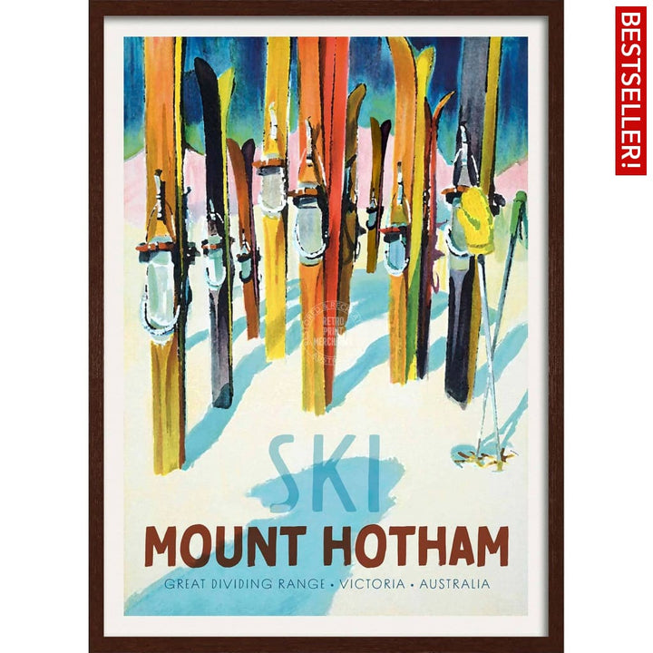 Ski Mount Hotham | Australia 422Mm X 295Mm 16.6 11.6 A3 / Dark Oak Print Art