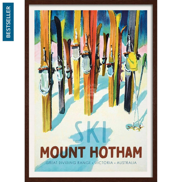 Ski Mount Hotham | Australia 422Mm X 295Mm 16.6 11.6 A3 / Dark Oak Print Art