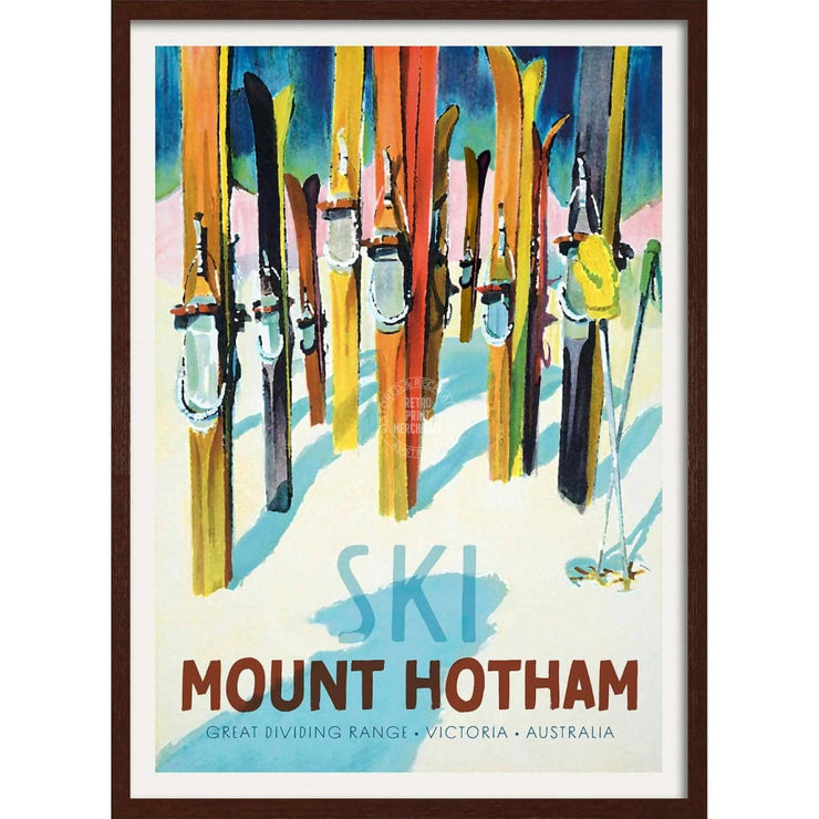 Ski Mount Hotham | Australia 422Mm X 295Mm 16.6 11.6 A3 / Dark Oak Print Art