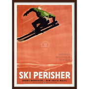 Ski Perisher #2 | Australia 422Mm X 295Mm 16.6 11.6 A3 / Dark Oak Print Art