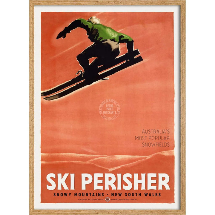 Ski Perisher #2 | Australia 422Mm X 295Mm 16.6 11.6 A3 / Natural Oak Print Art