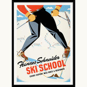 Ski School | Worldwide A3 297 X 420Mm 11.7 16.5 Inches / Framed Print - Black Timber Art