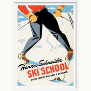 Ski School | Worldwide A3 297 X 420Mm 11.7 16.5 Inches / Framed Print - White Timber Art