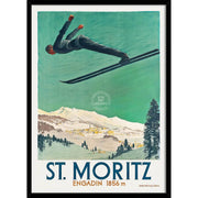 Ski St Moritz | Switzerland 422Mm X 295Mm 16.6 11.6 A3 / Black Print Art