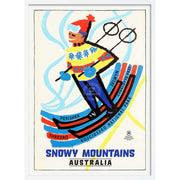 Ski The Snowy Mountains | Australia 422Mm X 295Mm 16.6 11.6 A3 / White Print Art