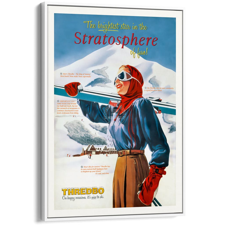 SKI THREDBO 1950 | AUSTRALIA A3 | 297 x 420mm | 11.7 x 16.5 inches / Canvas Floating Frame: White Timber Print Art