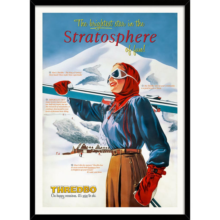 SKI THREDBO 1950 | AUSTRALIA A3 | 297 x 420mm | 11.7 x 16.5 inches / Framed Print: Black Timber Print Art