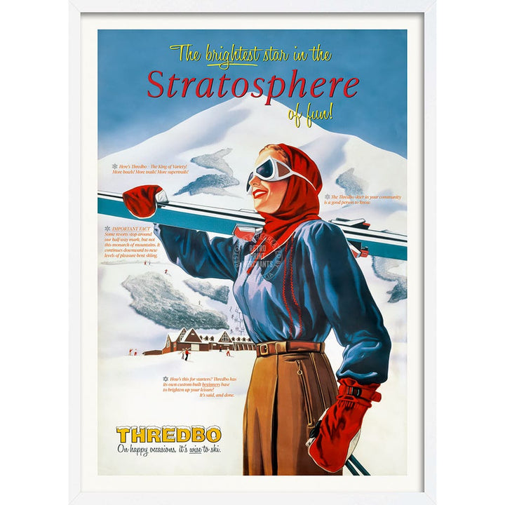 SKI THREDBO 1950 | AUSTRALIA A3 | 297 x 420mm | 11.7 x 16.5 inches / Framed Print: White Timber Print Art