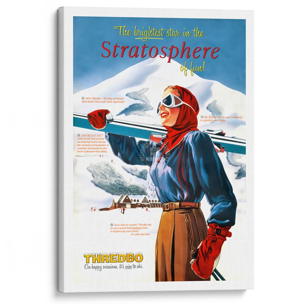 SKI THREDBO 1950 | AUSTRALIA A3 | 297 x 420mm | 11.7 x 16.5 inches / Stretched Canvas Print Art