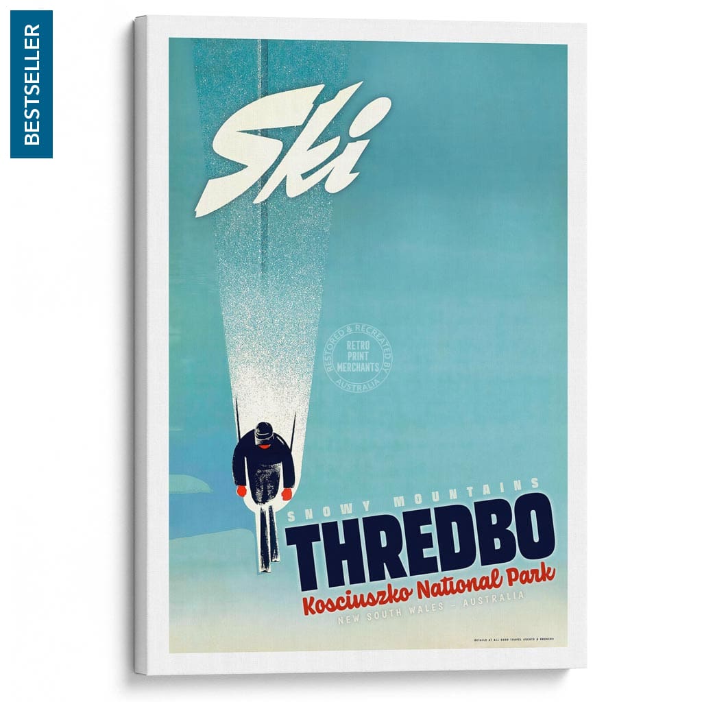 Ski Thredbo | Australia A4 210 X 297Mm 8.3 11.7 Inches / Stretched Canvas Print Art