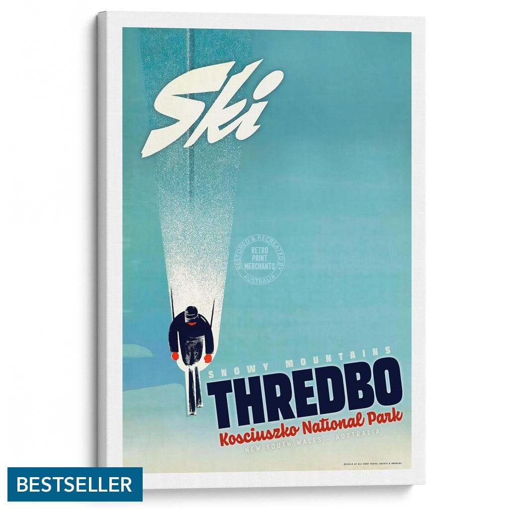 Ski Thredbo | Australia A4 210 X 297Mm 8.3 11.7 Inches / Stretched Canvas Print Art