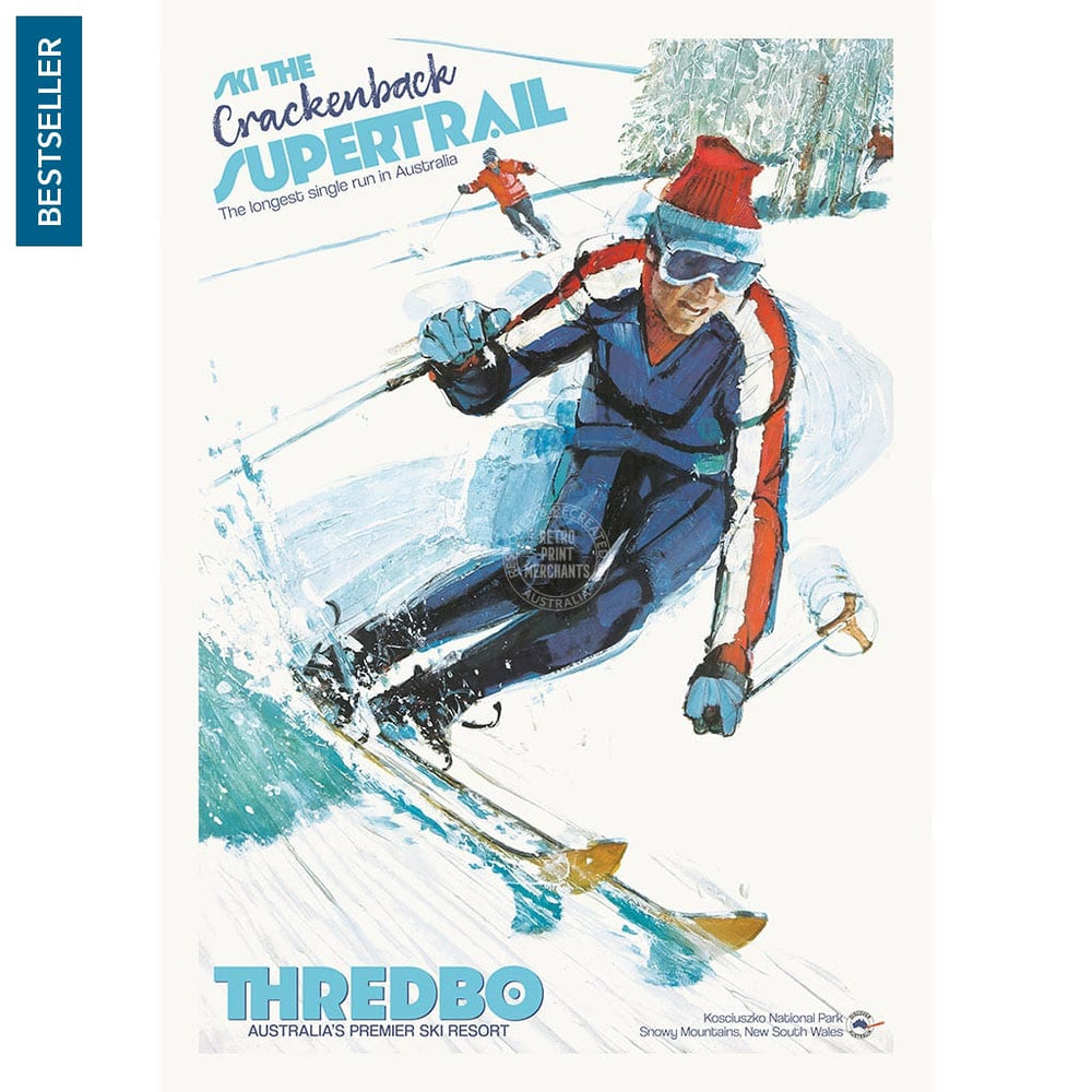 SKI THREDBO SUPERTRAIL | AUSTRALIA A2 | 420 x 594mm | 16.5 x 23.4 inches / Unframed Print Print Art