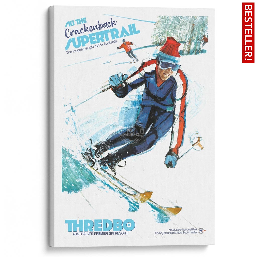 SKI THREDBO SUPERTRAIL | AUSTRALIA A3 | 297 x 420mm | 11.7 x 16.5 inches / Stretched Canvas Print Art