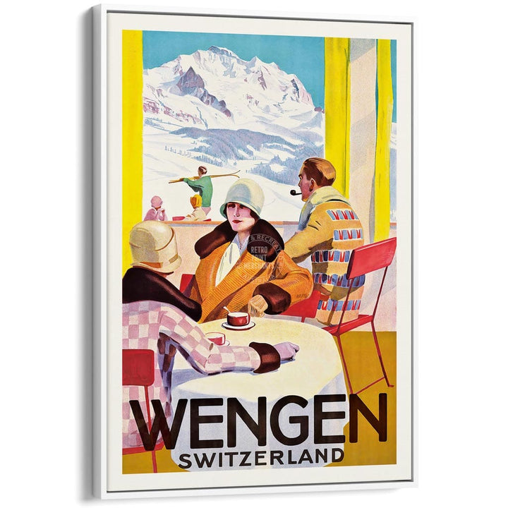 SKI WENGEN | SWITZERLAND A3 | 297 x 420mm | 11.7 x 16.5 inches / Canvas Floating Frame: White Timber Print Art