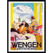 Skiing Wengen | Switzerland 422Mm X 295Mm 16.6 11.6 A3 / Black Print Art