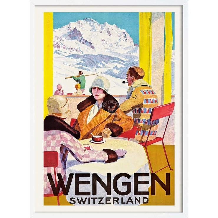 Skiing Wengen | Switzerland 422Mm X 295Mm 16.6 11.6 A3 / White Print Art