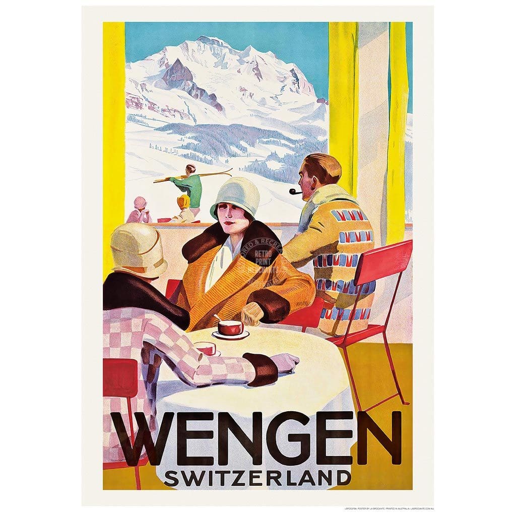 Skiing Wengen | Switzerland 422Mm X 295Mm 16.6 11.6 A3 / Unframed Print Art