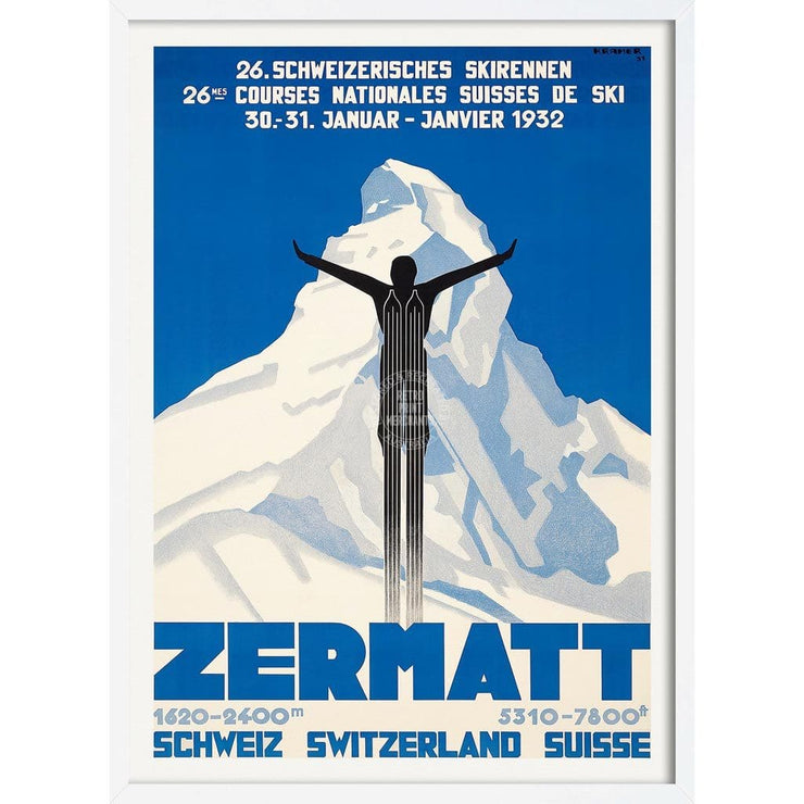 Skiing Zermatt | Switzerland 422Mm X 295Mm 16.6 11.6 A3 / White Print Art