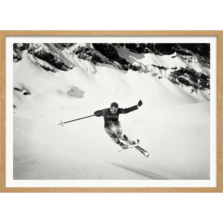 Skiing The Alps | Switzerland A4 210 X 297Mm 8.3 11.7 Inches / Framed Print: Natural Oak Timber