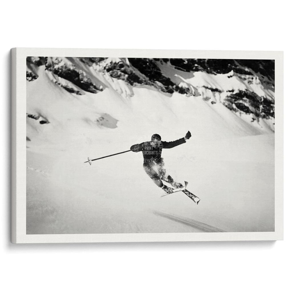 Skiing The Alps | Switzerland A4 210 X 297Mm 8.3 11.7 Inches / Stretched Canvas Print Art