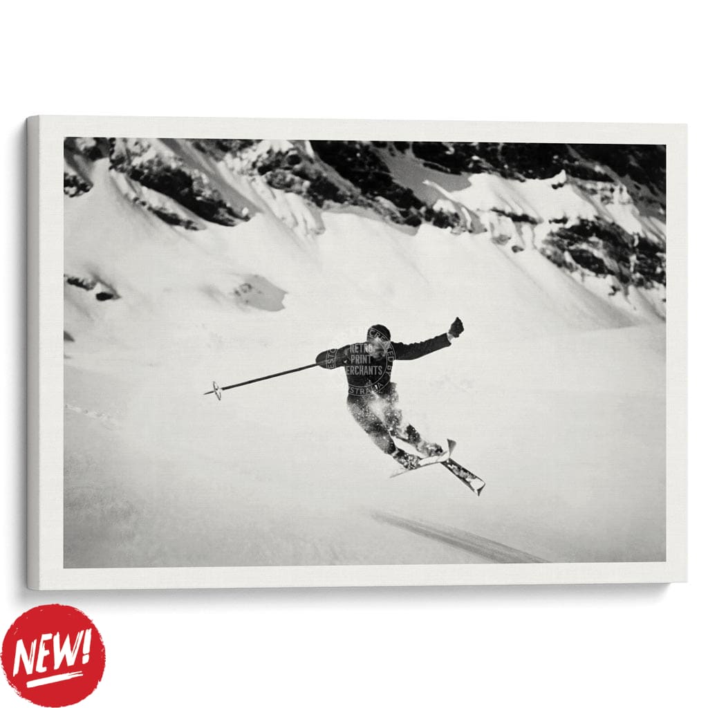 Skiing The Alps | Switzerland A4 210 X 297Mm 8.3 11.7 Inches / Stretched Canvas Print Art