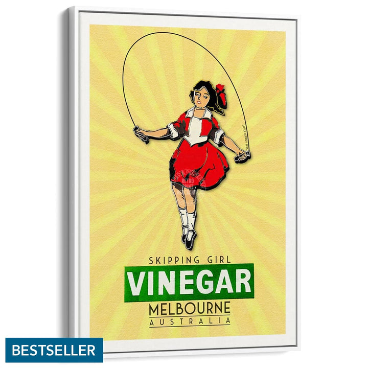 Skipping Girl | Australia A3 297 X 420Mm 11.7 16.5 Inches / Canvas Floating Frame - White Timber