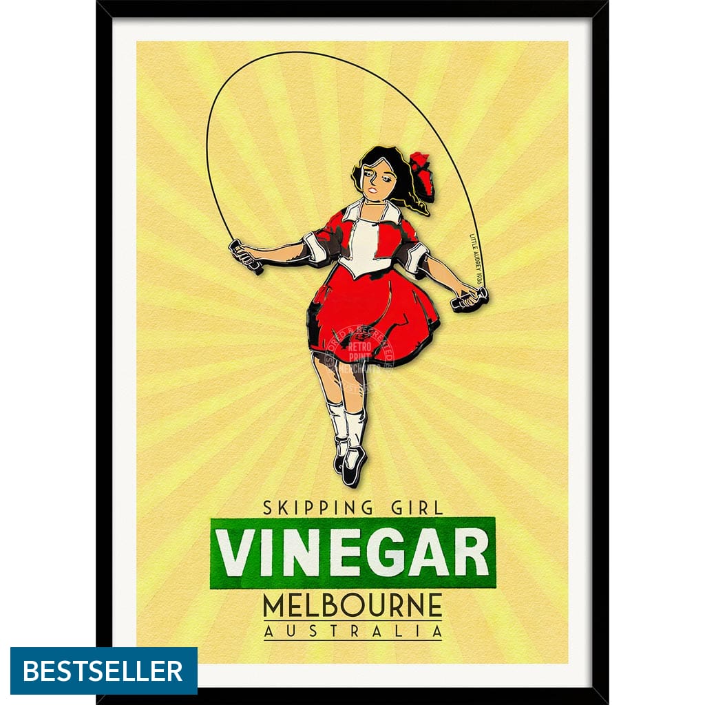 Skipping Girl | Australia A3 297 X 420Mm 11.7 16.5 Inches / Framed Print - Black Timber Art