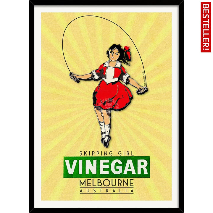 Skipping Girl | Australia A3 297 X 420Mm 11.7 16.5 Inches / Framed Print - Black Timber Art