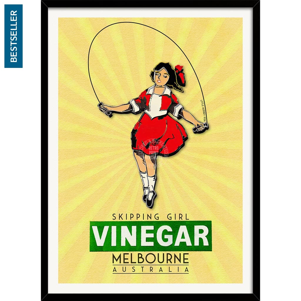 Skipping Girl | Australia A3 297 X 420Mm 11.7 16.5 Inches / Framed Print - Black Timber Art