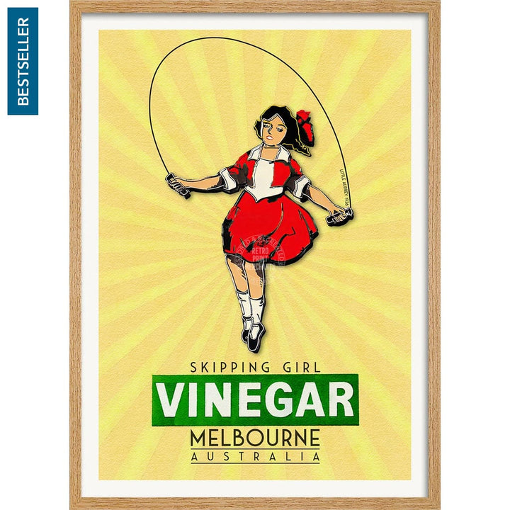 Skipping Girl | Australia A3 297 X 420Mm 11.7 16.5 Inches / Framed Print - Natural Oak Timber Art