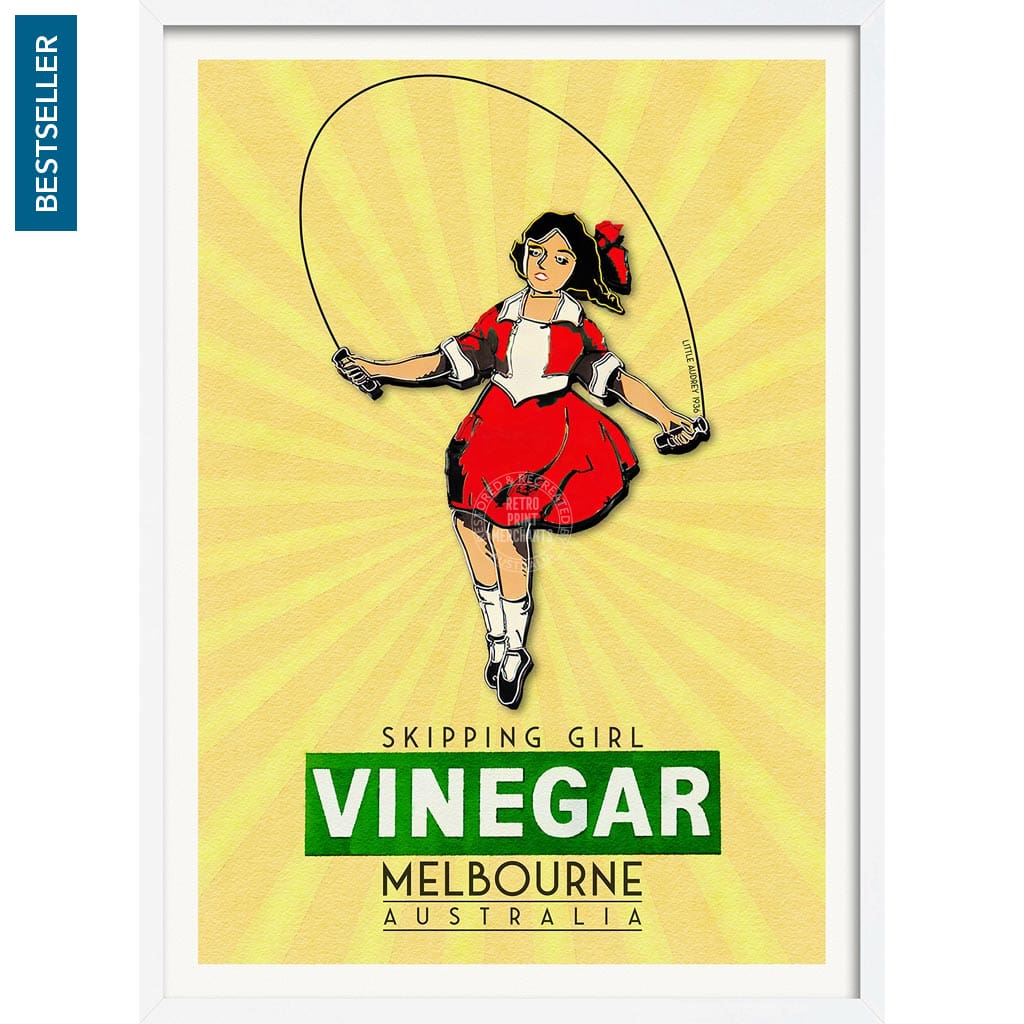 Skipping Girl | Australia A3 297 X 420Mm 11.7 16.5 Inches / Framed Print - White Timber Art