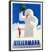 Snowman | Austria A4 210 X 297Mm 8.3 11.7 Inches / Canvas Floating Frame: Black Timber Print Art