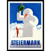 Snowman | Austria A4 210 X 297Mm 8.3 11.7 Inches / Framed Print: Black Timber Print Art