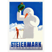 Snowman | Austria A3 297 X 420Mm 11.7 16.5 Inches / Unframed Print Art