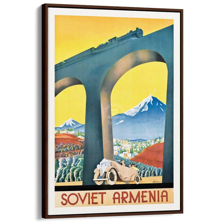 Soviet Armenia | Russia A3 297 X 420Mm 11.7 16.5 Inches / Canvas Floating Frame - Dark Oak Timber