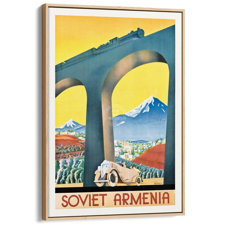 Soviet Armenia | Russia A3 297 X 420Mm 11.7 16.5 Inches / Canvas Floating Frame - Natural Oak Timber