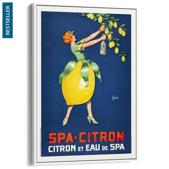 Spa Citron 1930 | Belgium A3 297 X 420Mm 11.7 16.5 Inches / Canvas Floating Frame - White Timber