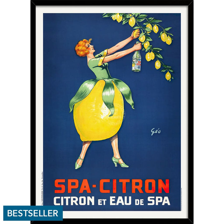 Spa Citron 1930 | Belgium A3 297 X 420Mm 11.7 16.5 Inches / Framed Print - Black Timber Art