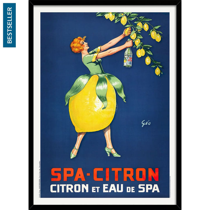 Spa Citron 1930 | Belgium A3 297 X 420Mm 11.7 16.5 Inches / Framed Print - Black Timber Art