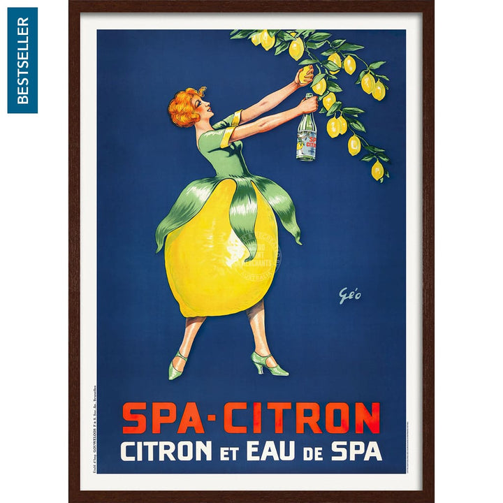 Spa Citron 1930 | Belgium A3 297 X 420Mm 11.7 16.5 Inches / Framed Print - Dark Oak Timber Art