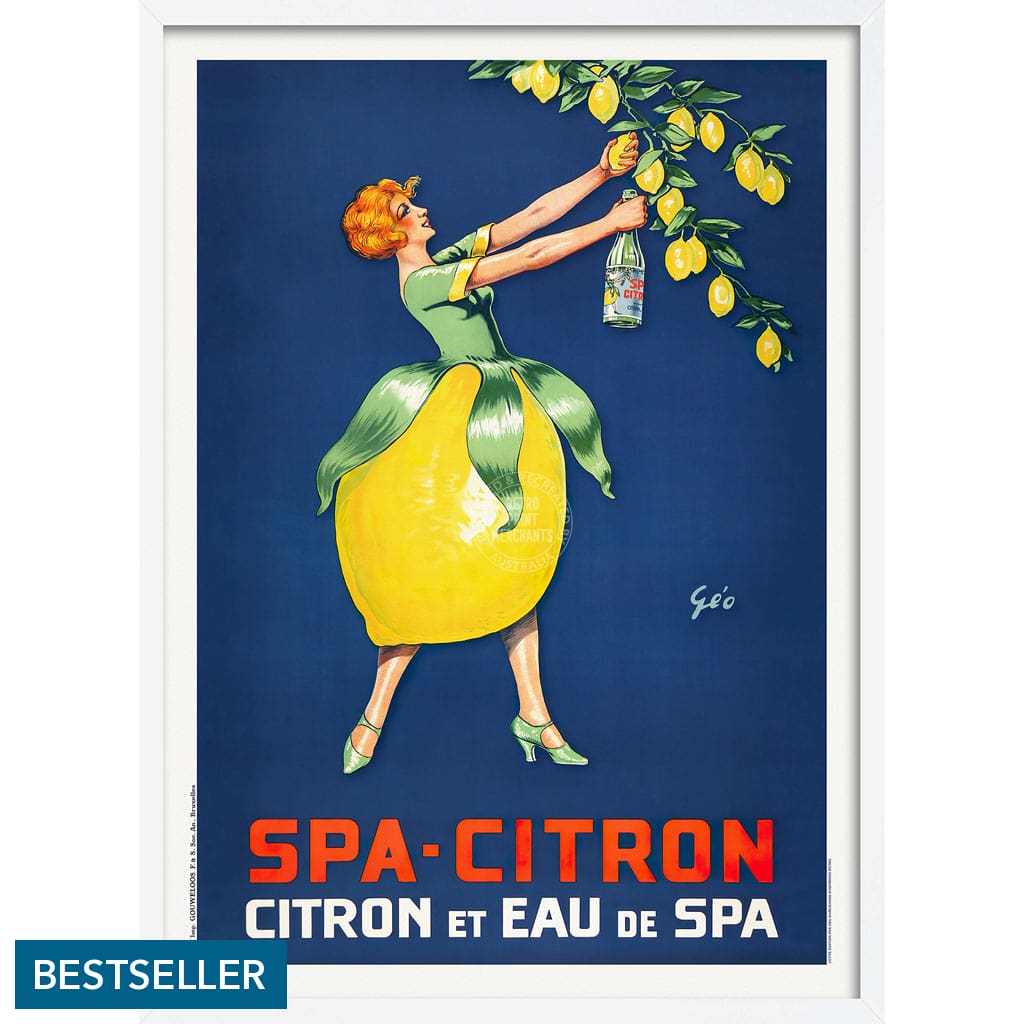 Spa Citron 1930 | Belgium A3 297 X 420Mm 11.7 16.5 Inches / Framed Print - White Timber Art