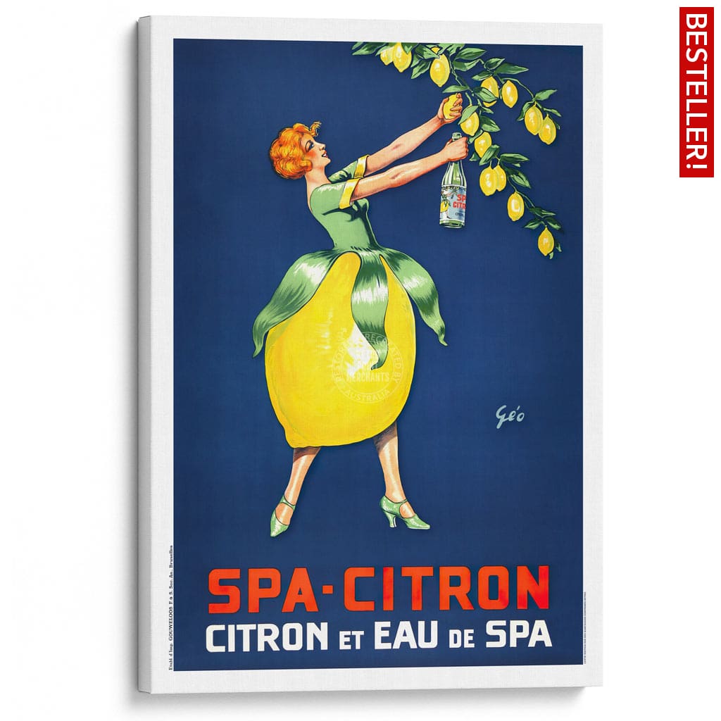 Spa Citron 1930 | Belgium A3 297 X 420Mm 11.7 16.5 Inches / Stretched Canvas Print Art