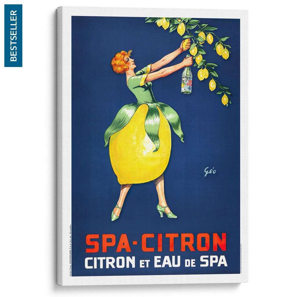 Spa Citron 1930 | Belgium A3 297 X 420Mm 11.7 16.5 Inches / Stretched Canvas Print Art