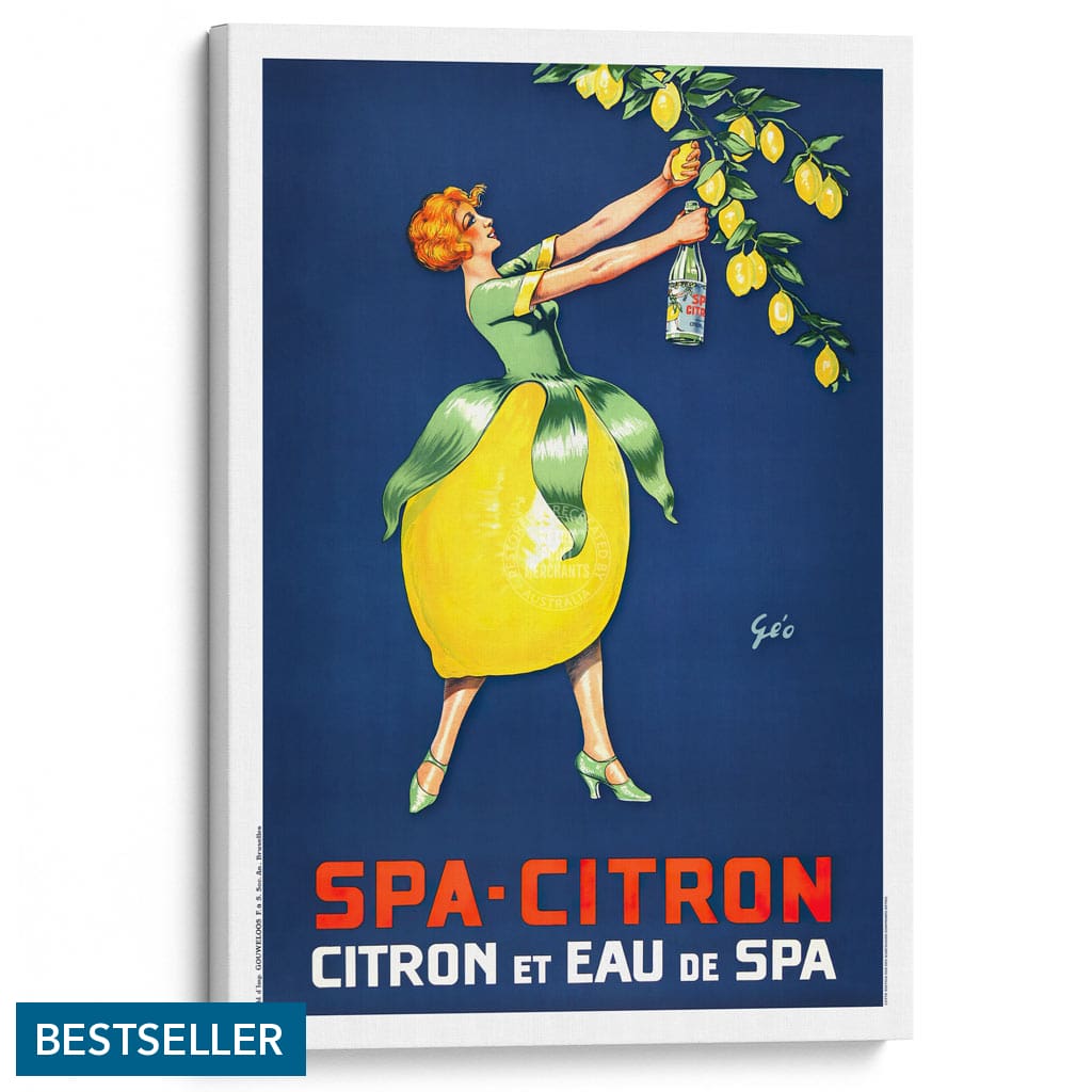 Spa Citron 1930 | Belgium A3 297 X 420Mm 11.7 16.5 Inches / Stretched Canvas Print Art