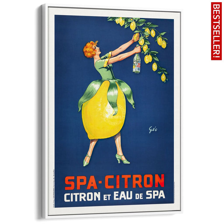 Spa Citron 1930 | Belgium A3 297 X 420Mm 11.7 16.5 Inches / Canvas Floating Frame - White Timber