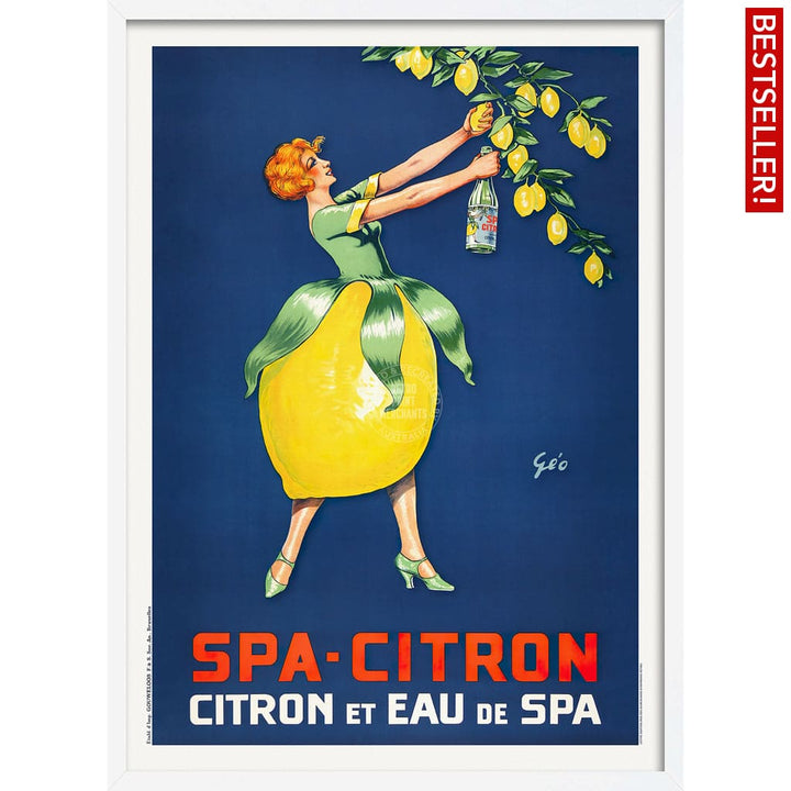 Spa Citron 1930 | Belgium A3 297 X 420Mm 11.7 16.5 Inches / Framed Print - White Timber Art