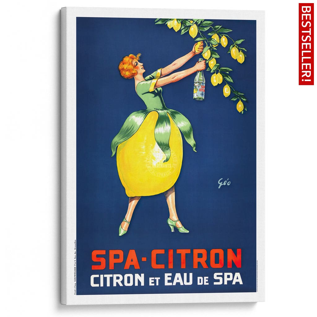 Spa Citron 1930 | Belgium A3 297 X 420Mm 11.7 16.5 Inches / Stretched Canvas Print Art