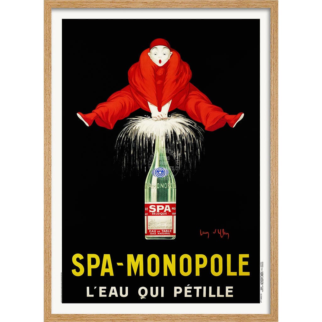 Spa Monopole 1928 | France A3 297 X 420Mm 11.7 16.5 Inches / Framed Print - Natural Oak Timber Art